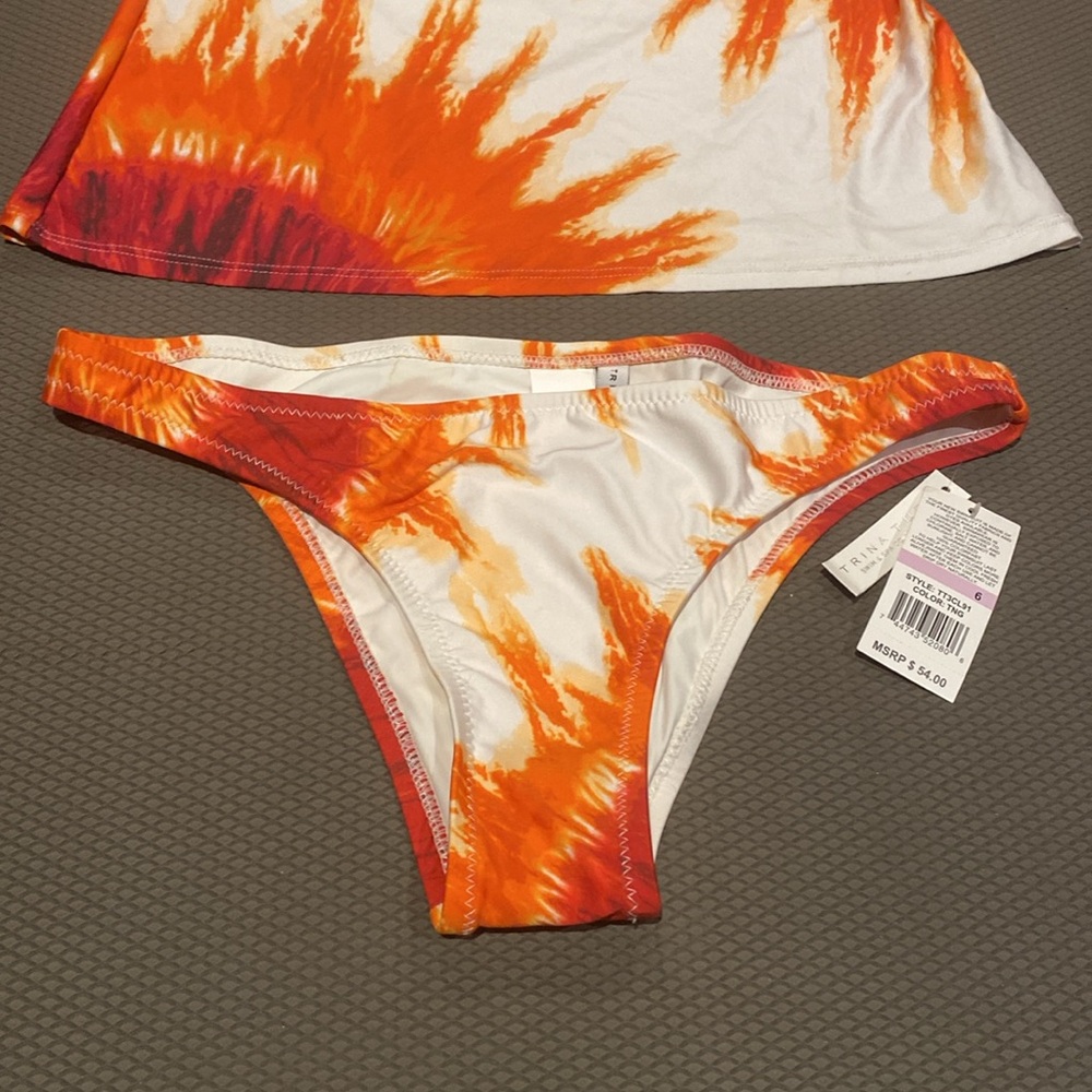 Trina Turk Orange & White Tie-Dye Tankini Set - Picture 2 of 10